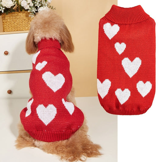 Heart Valentine's Day Knitted Dog Sweater