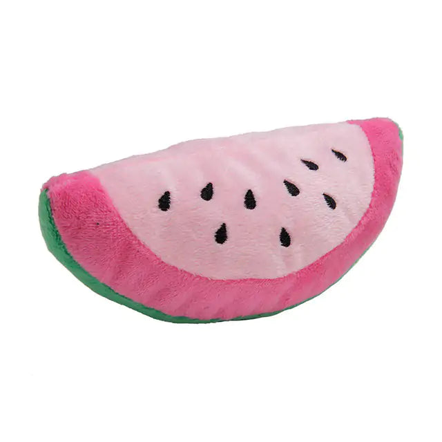 Fruit Plush Dog Toys Pink Watermelon sold by Poopy and Poops General Pet Store poppyandpoops.ca