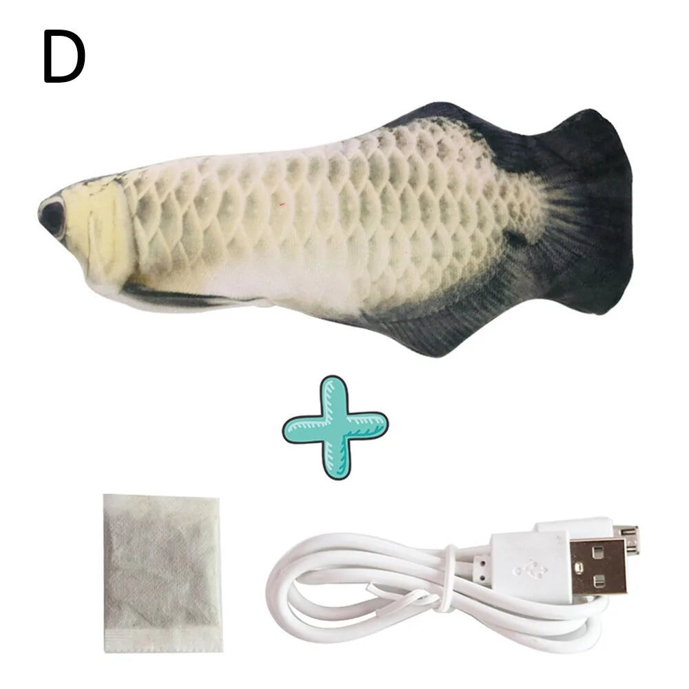 Electronic Flapping Fish Pet Cat-Dog Toy Silver arowana 30Cm sold by Poopy and Poops General Pet Store poppyandpoops.ca