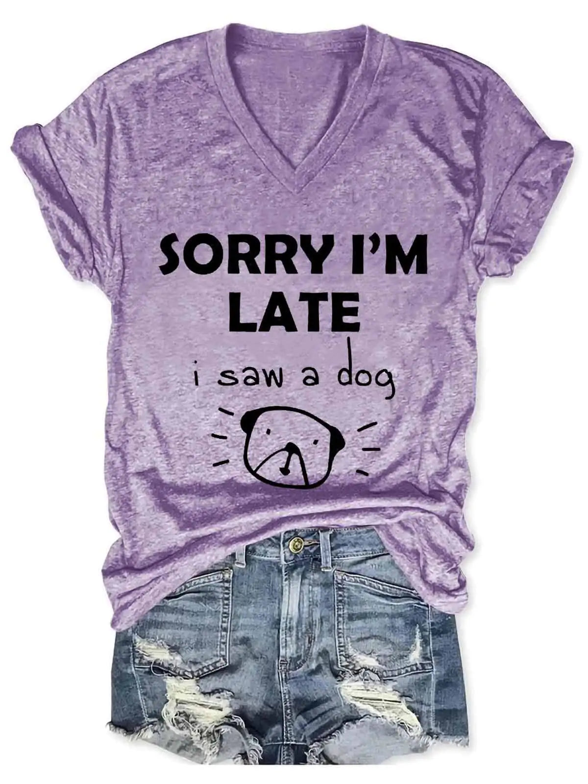 Women's Dog Statement V-Neck Tee sold by Poopy and Poops General Pet Store poppyandpoops.ca