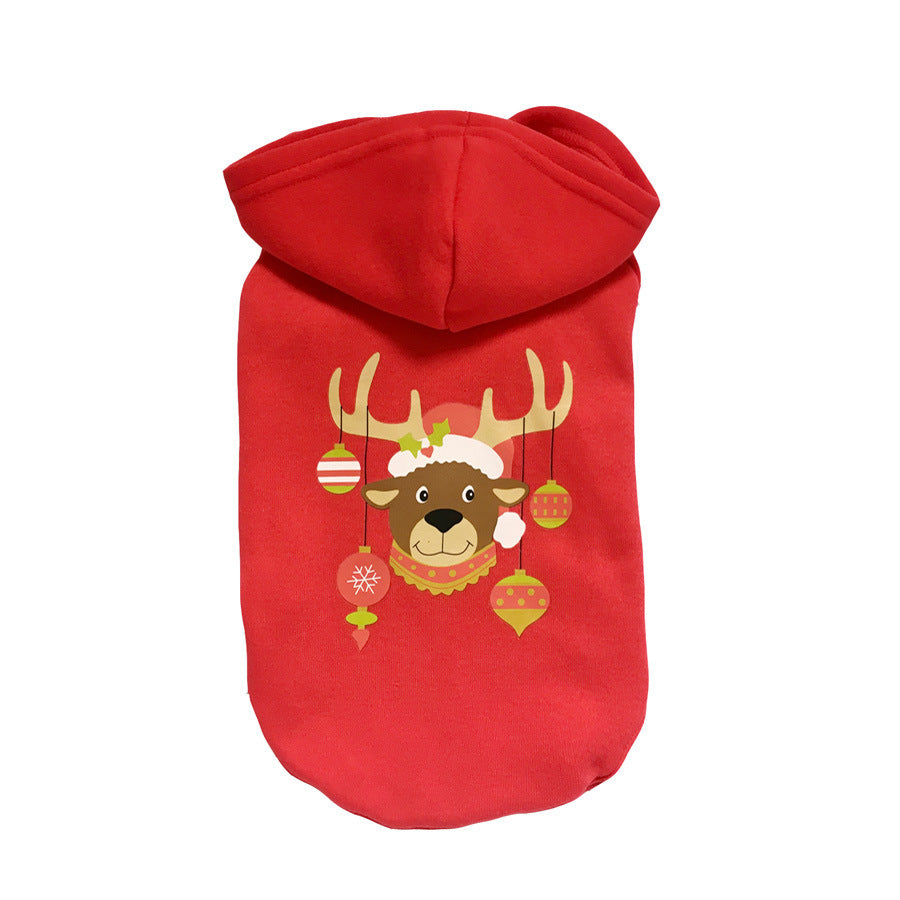 Reindeer Christmas Tree Santa Pet Dog Cotton Hoodie