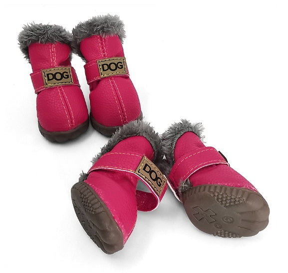 Thick Winter Faux Fur Dog Snow Boots in Black, Vintage Silver, Light Brown, Sky Blue, Scarlet, Rose Pink, Dark Coffee, Yellow, Golden Bronze, Apricot Pink, Rose Red, Wine Red