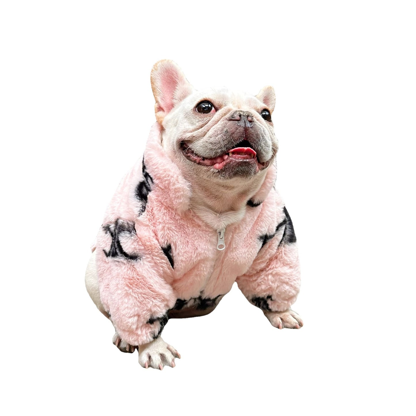 Velvet Fleece Dog Coat in Pink