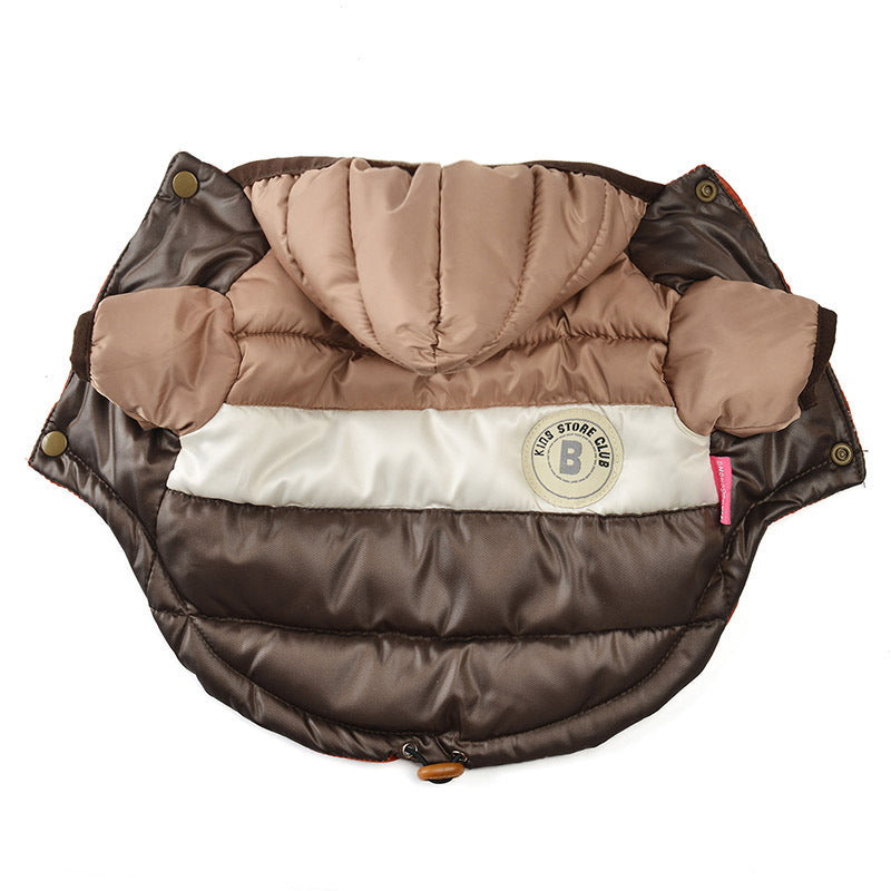 Retro Style Cotton Waterproof Winter Puff Dog Jacket in Ornge Blue Coffee Yellow and Pink