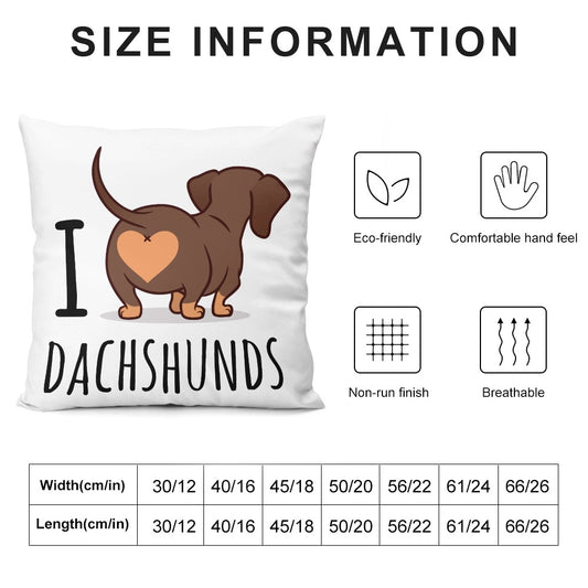 Plush I love Dachshund Pillow Case in White