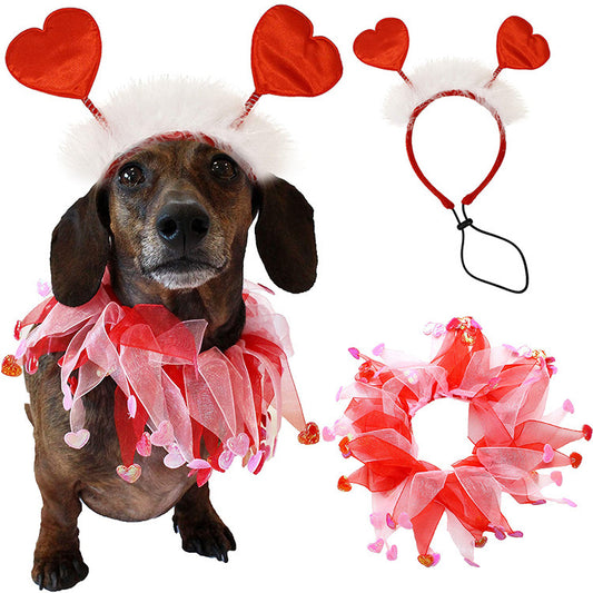 Pets Dog Valentine's Day Decoration Headband and Scarf