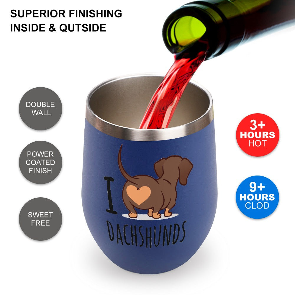 I love dachshunds Stainless Steel Insulated Cup in Blue