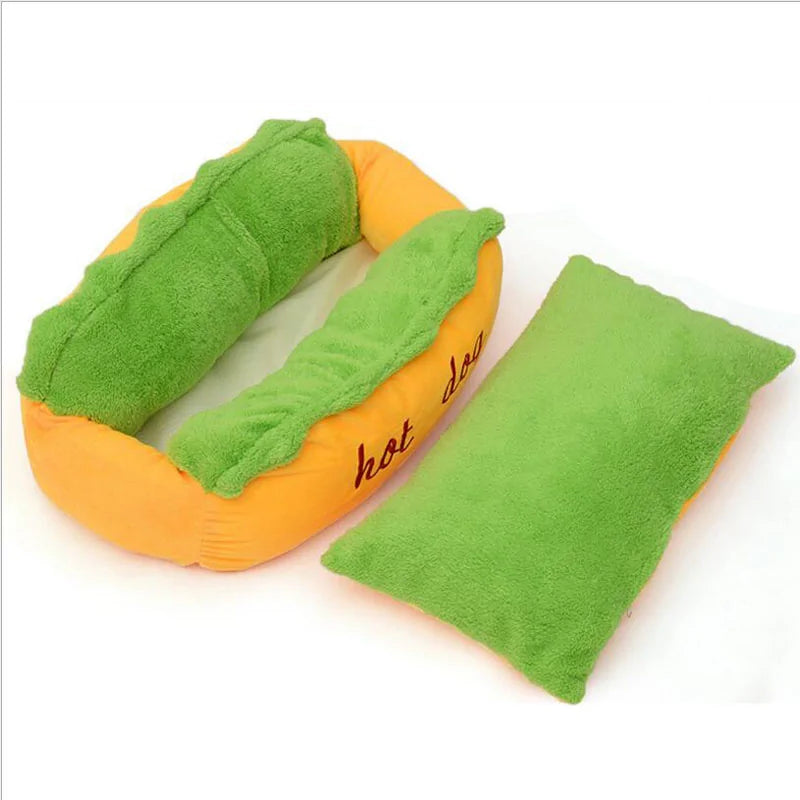 Cute Hot Dog Pet Bed sold by Poopy and Poops General Pet Store poppyandpoops.ca