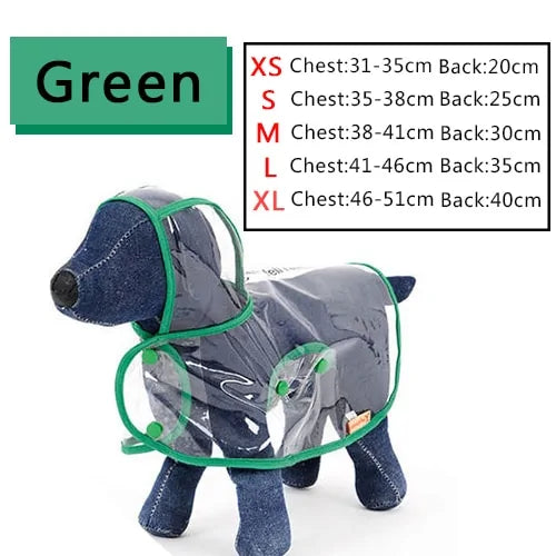 Small Dog Clear Raincoat Green sold by Poopy and Poops General Pet Store poppyandpoops.ca