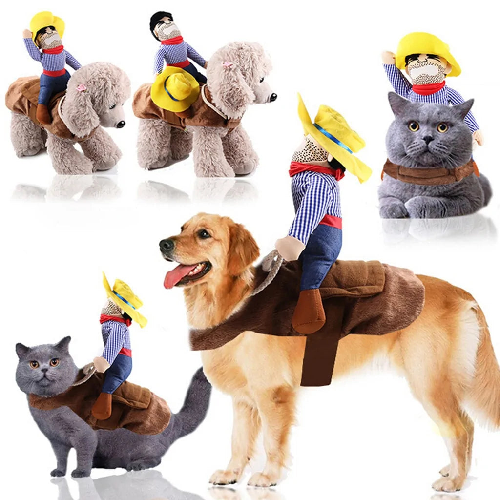 Pet Cowboy Rider Dog And Cat Costume sold by Poopy and Poops General Pet Store poppyandpoops.ca