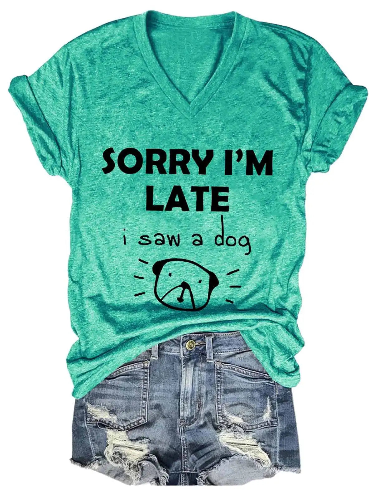 Women's Dog Statement V-Neck Tee sold by Poopy and Poops General Pet Store poppyandpoops.ca