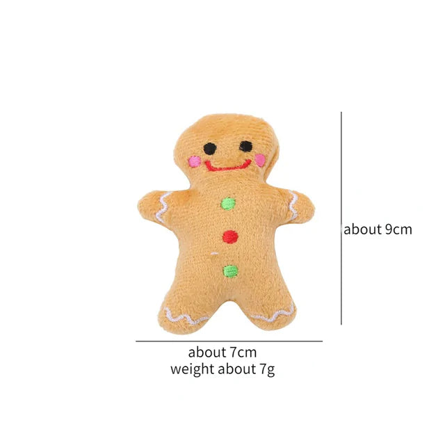 Pet Christmas Plush Dog Toy Gingerbread Man sold by Poopy and Poops General Pet Store poppyandpoops.ca