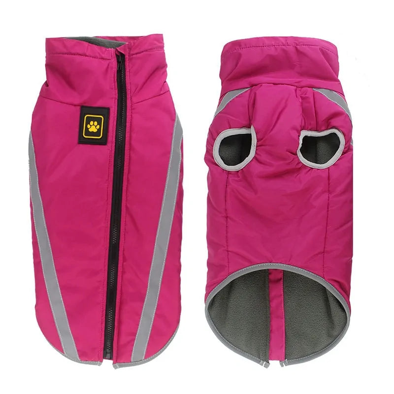 Waterproof Winter Reflective Large Dog Jacket Rose Red Quintuple Extra Large sold by Poopy and Poops General Pet Store poppyandpoops.ca