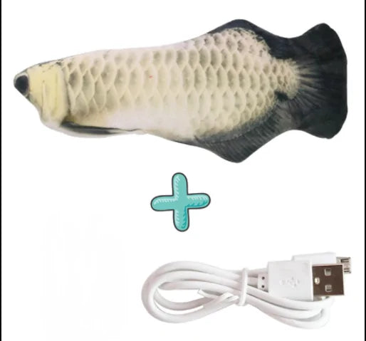 Electronic Flapping Fish Pet Cat-Dog Toy Silver Arowana 2 30Cm sold by Poopy and Poops General Pet Store poppyandpoops.ca