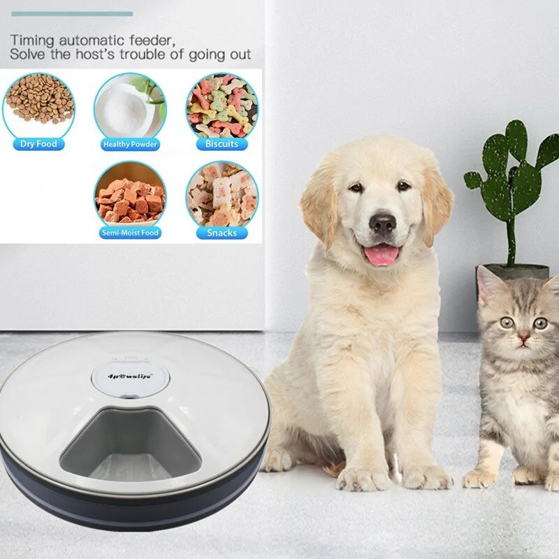 Automatic 6-Meal Pet Dog Dry Food Feeder sold by Poopy and Poops General Pet Store poppyandpoops.ca