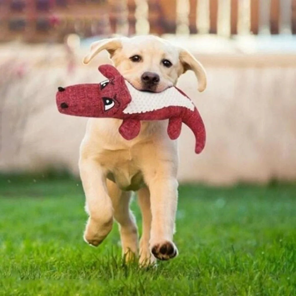 Linen Plush Crocodile Dog Toy: Squeaky Chew for Cleaning Teeth, 1PC sold by Poopy and Poops General Pet Store poppyandpoops.ca