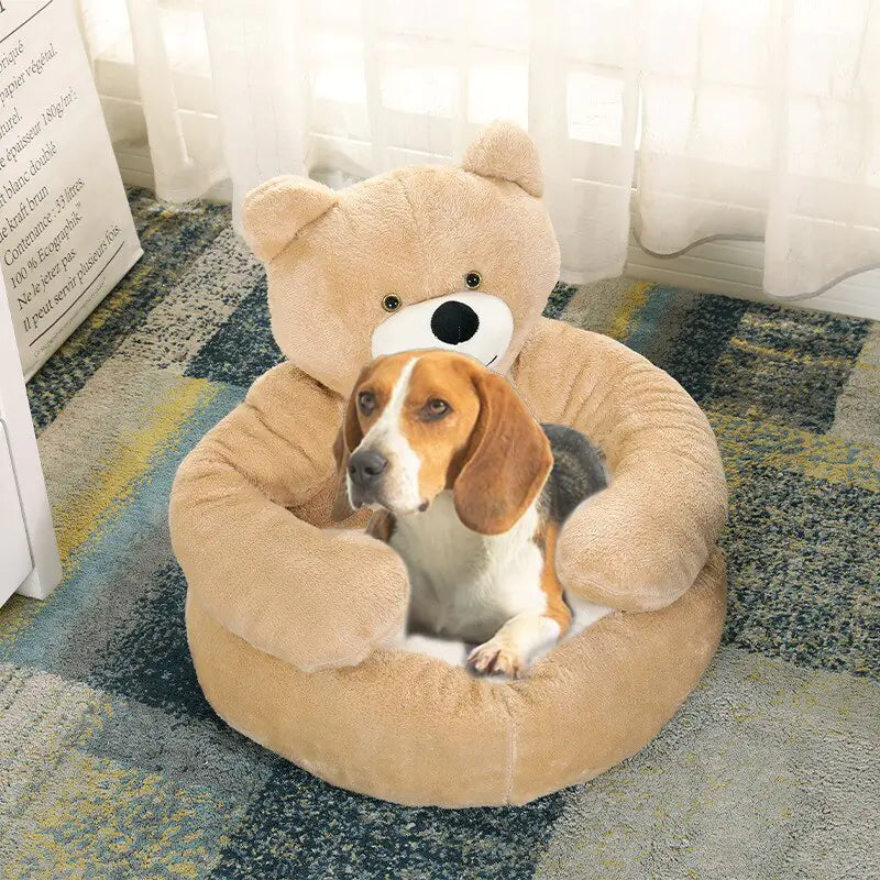 Warm Bear Hug Plush Dog Bed sold by Poopy and Poops General Pet Store poppyandpoops.ca