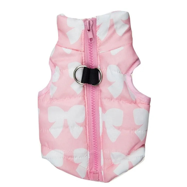 Winter Dog Coat Jacket Pink Bow sold by Poopy and Poops General Pet Store poppyandpoops.ca